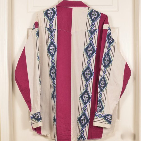 Wrangler XXL Pearl Snap Aztec Southwest Shirt - Picture 2 of 4